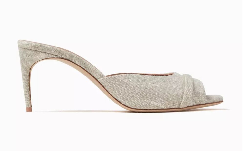 Malone Souliers Lumi 70 Slide Sandal Squared Toe Stiletto Beige 6 US 36.5 EU NIB